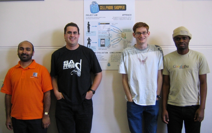 The Celphone Shopper Team: Dr Hussein Suleman, Marc Pelteret, Graham Hunter and Tshifhiwa Ramuhaheli